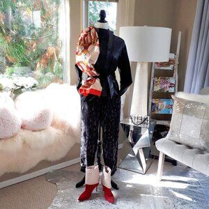 Bod & Christensen black & grey green off-centre zipper short leather jacket, M